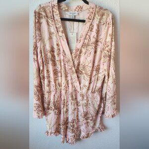 Agua bendita x Target Pink and Cream Floral Bell Sleeve Romper  XL